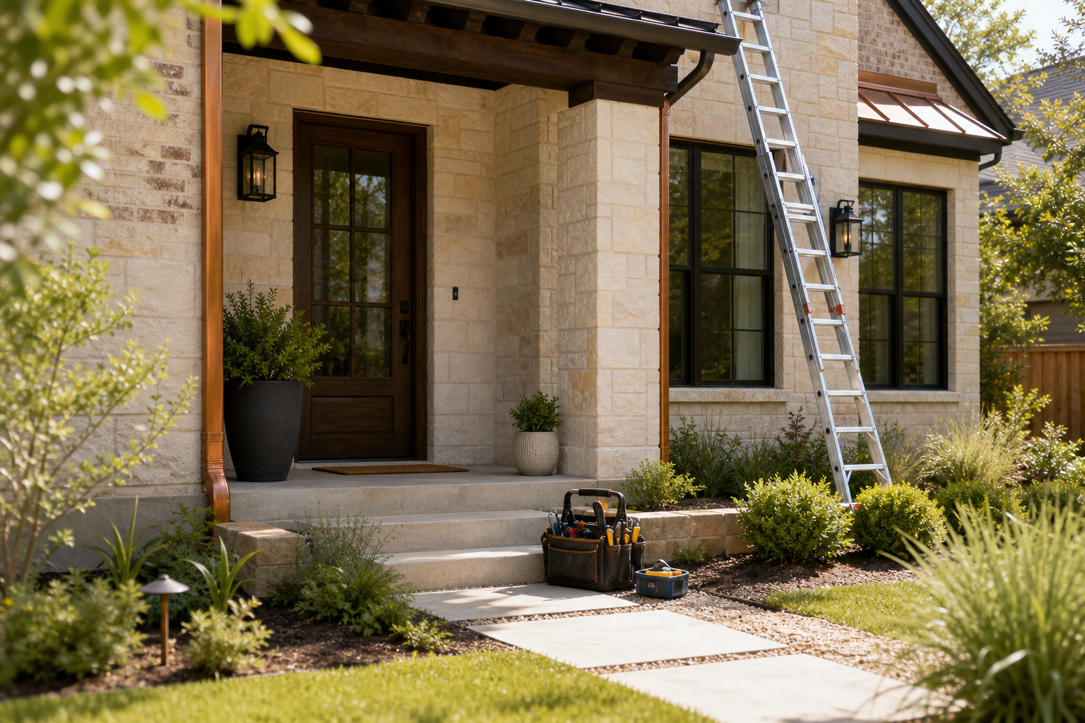 Clean Austin-area home entry prepared for exterior maintenance coordination